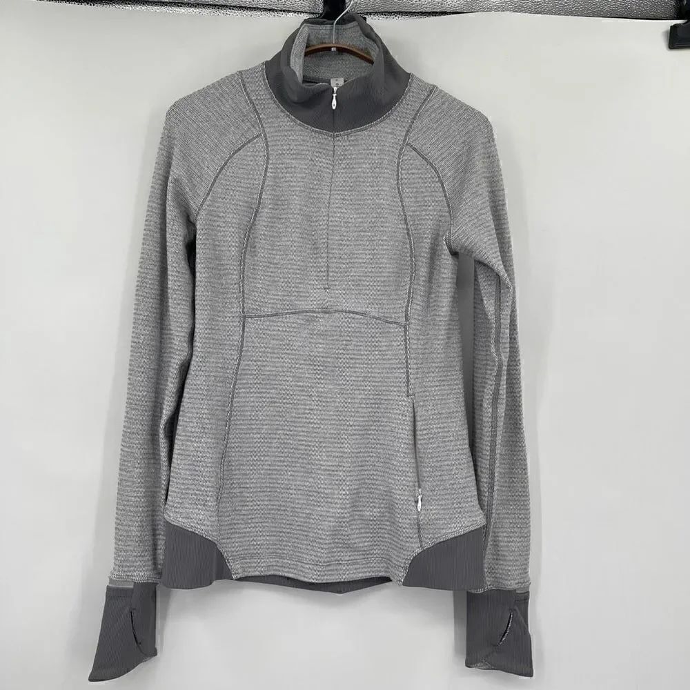 Lululemon Gray Stripe Half Zip Long Sleeve Pullover Jacket Size 6